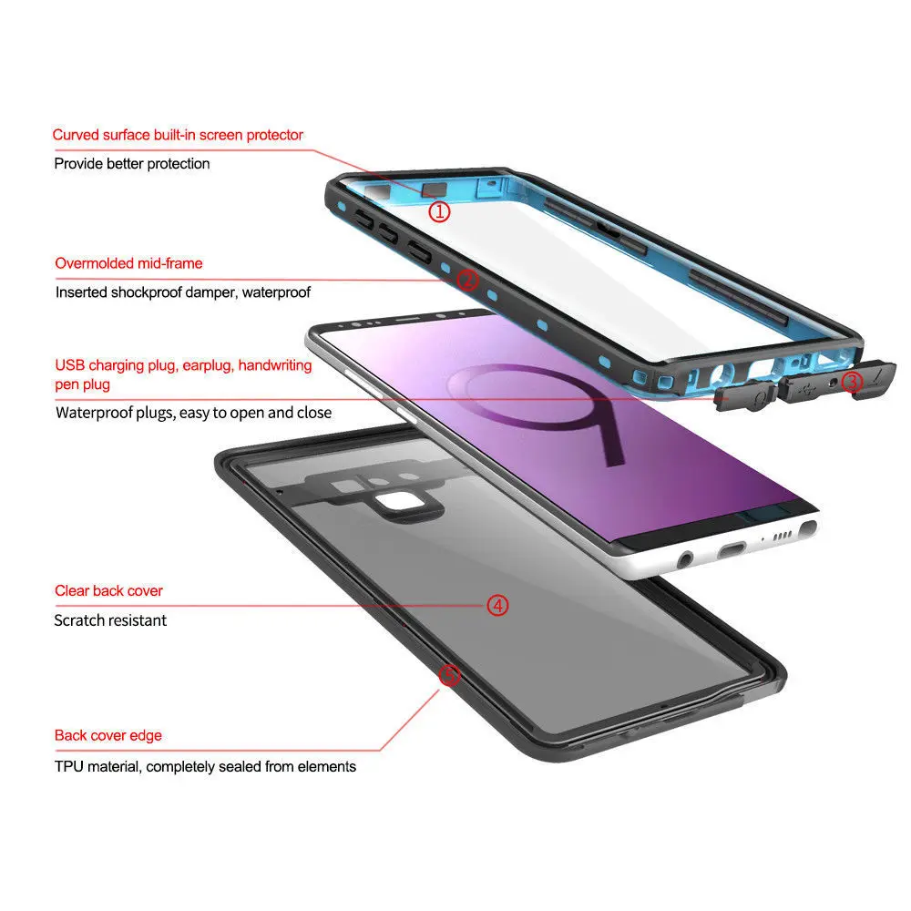 Водонепроницаемый ударопрочный чехол для Samsung Galaxy S8 S9 открытый летний
