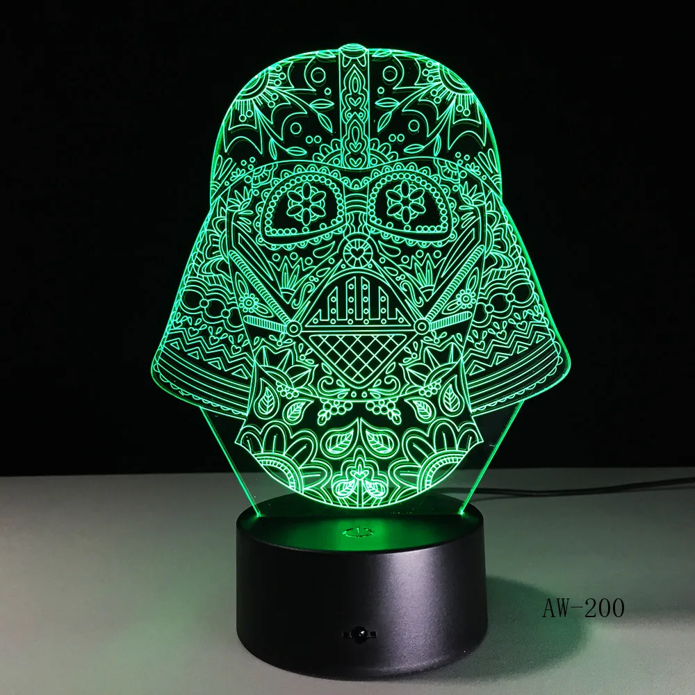 С изображением из Звездных Войн рисунок с Дартом Вейдером 3D Led 7 цветов спальный