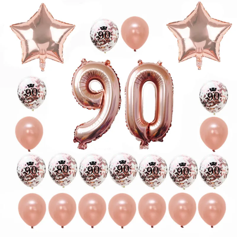 

ZLJQ Birthday Decoration Crown Balloon Golden Aluminum Foil Party Birthday Decoration Confetti Balloon Number Balloon Banner 90