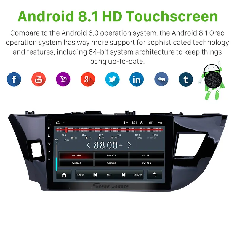 Автомобильный мультимедийный плеер Seicane 2Din Android GPS 10 1 дюйма Авторадио для Toyota LEVIN