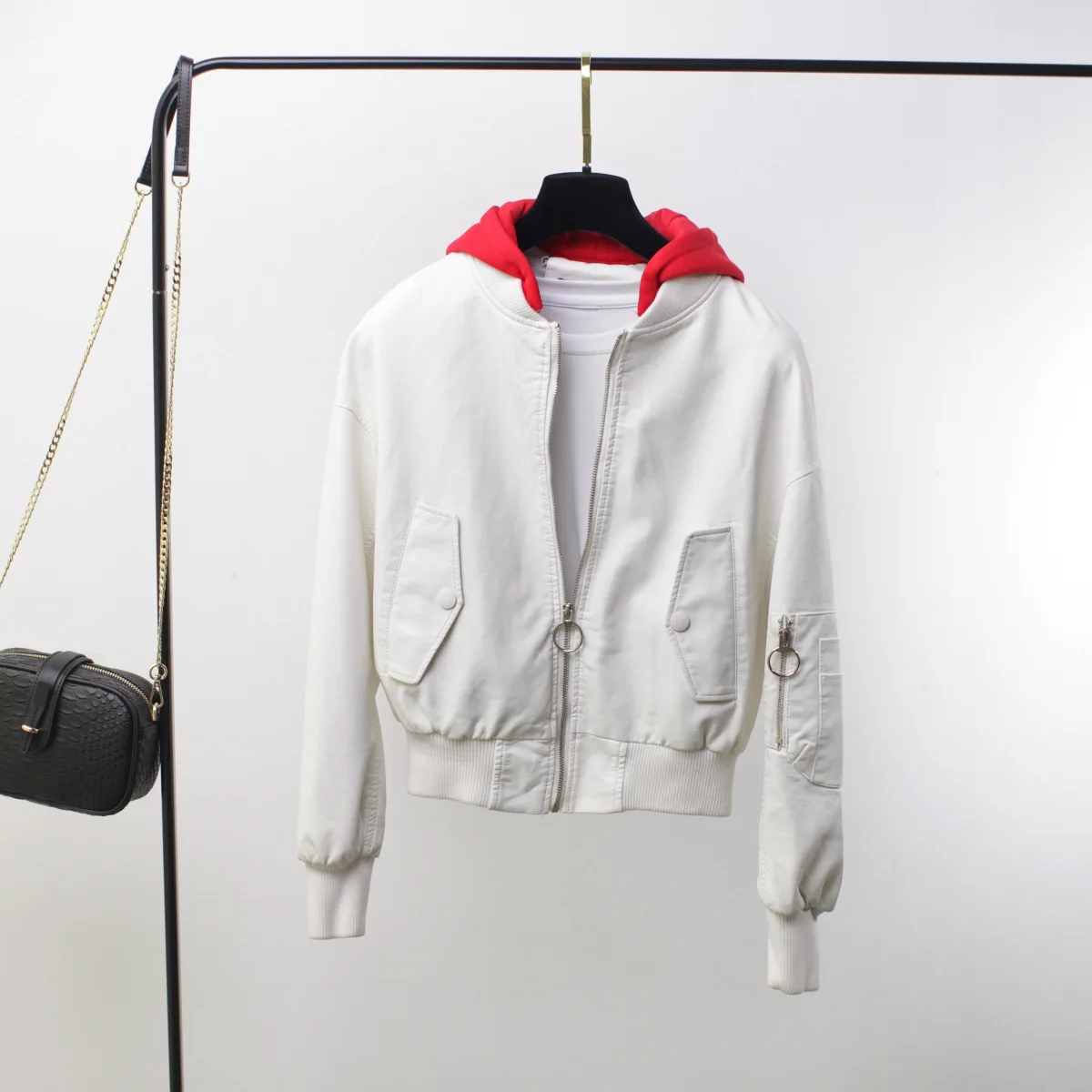 2019 Women Pu Leather Jacket Autumn Hooded Oversized Bomber Jackets Long Sleeve Fashion Short Baseball Coat Blouson Femme A9261 | Женская