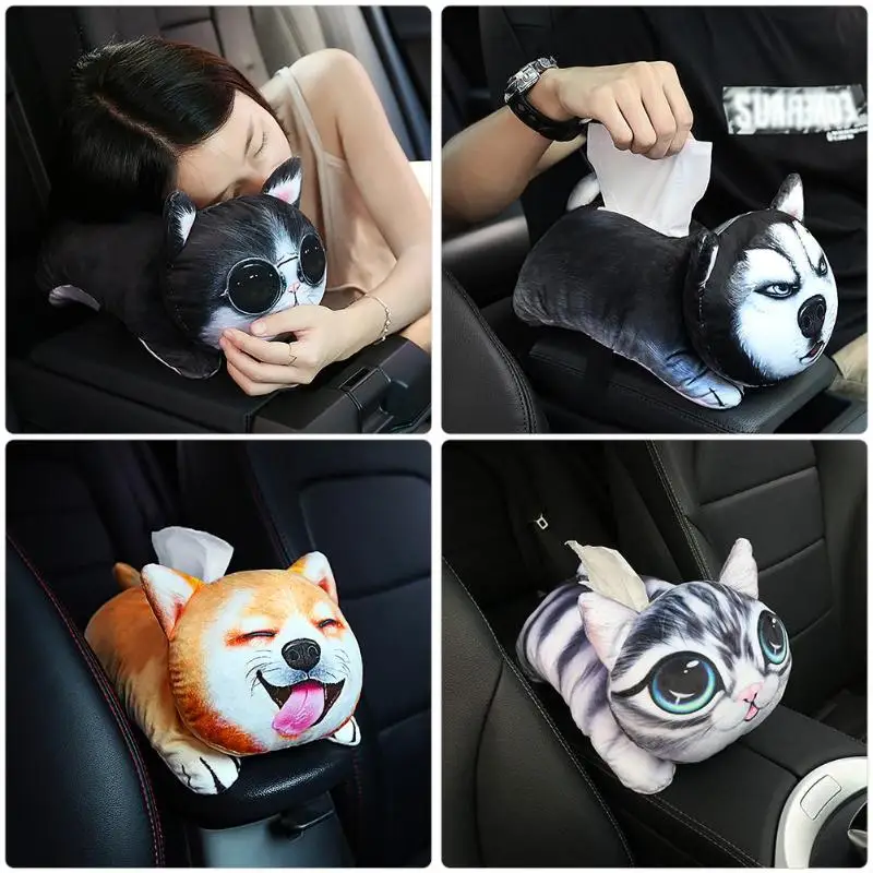 3D плюшевый мультяшный питомец коробка для салфеток держатель авто Интерьерная