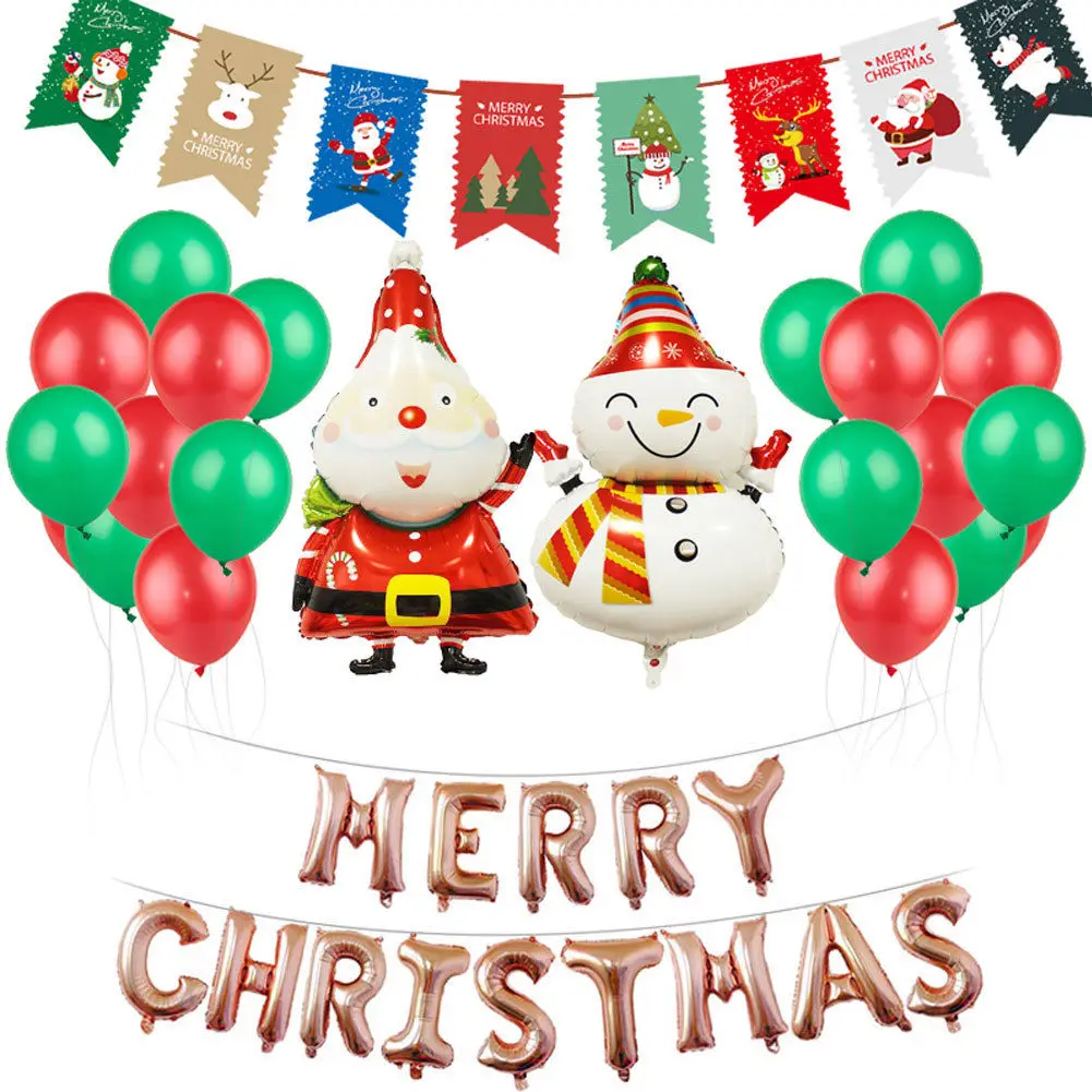 New Year Christmas Balloons Set Party Decoration Balloon Santa Claus Tree Merry Foil Xmas | Дом и сад