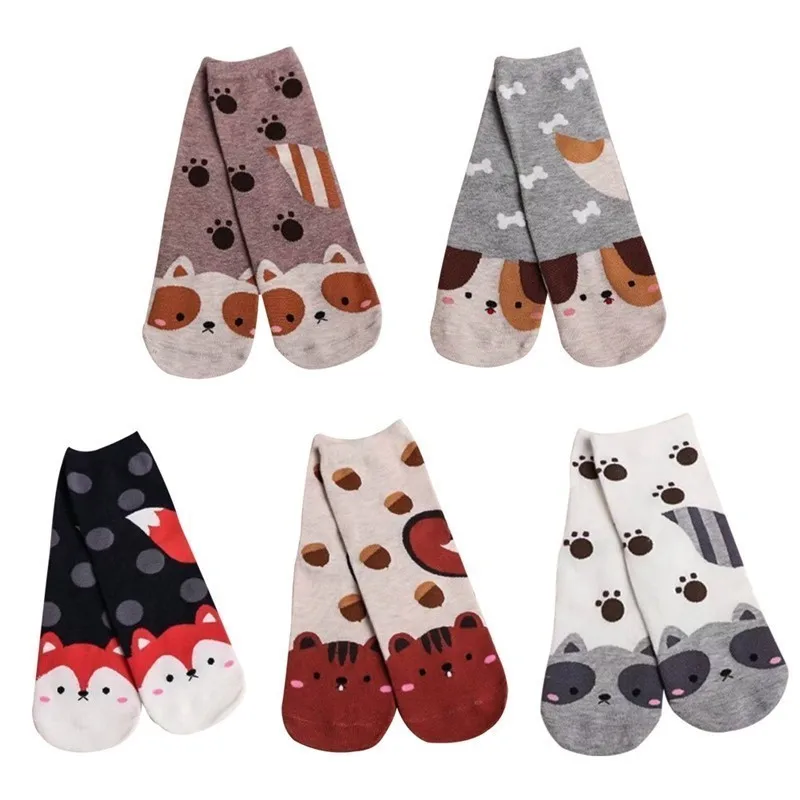 Высокое качество унисекс милые носки женские короткие Мультяшные животные