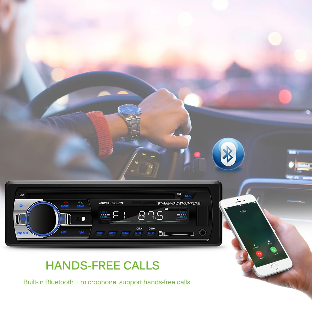 Автомагнитола 12 В Bluetooth 1 Din FM Aux SD USB MP3 MMC WMA|Автомобильные радиоприемники| |