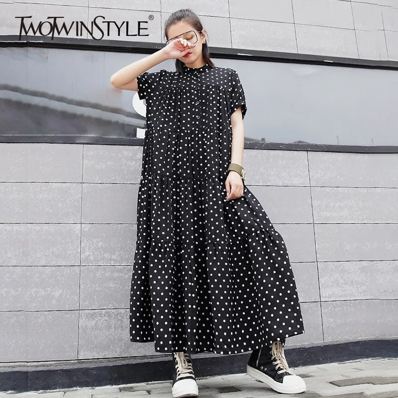 Женское платье в горошек TWOTWINSTYLE летнее Повседневное до щиколотки с коротким