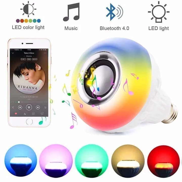 E27 Беспроводной Bluetooth Динамик + 12 W RGB лампы светодио дный лампа Smart света