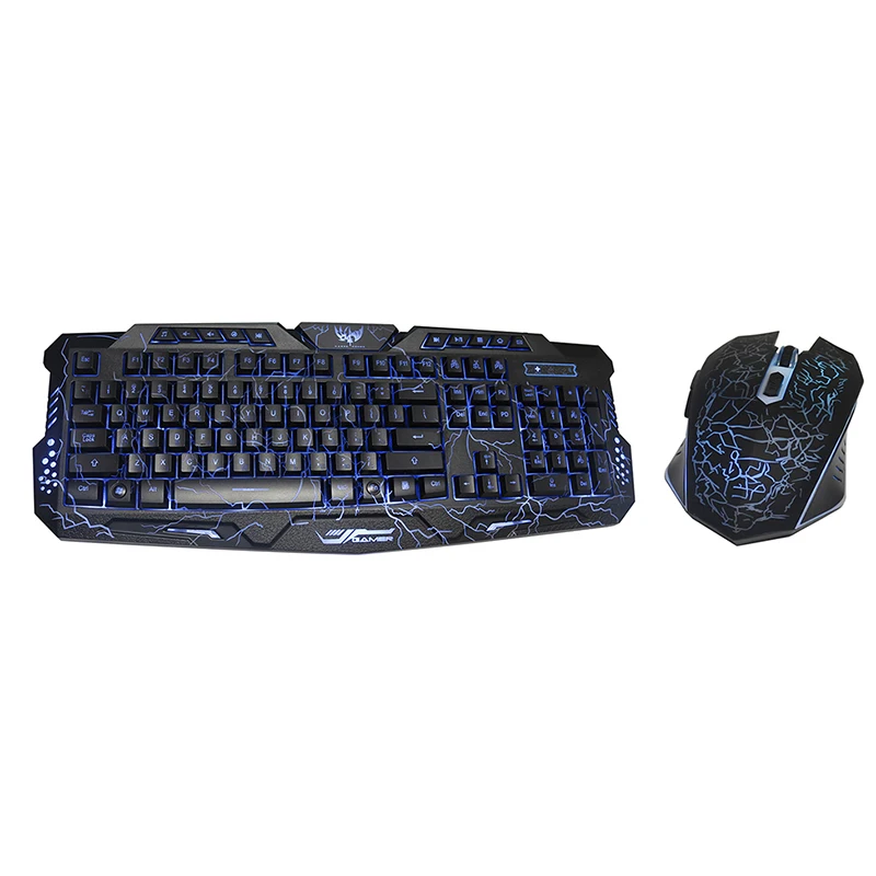 Игровая клавиатура проводная USB с фиолетовым/синим/красным RGB подсветкой