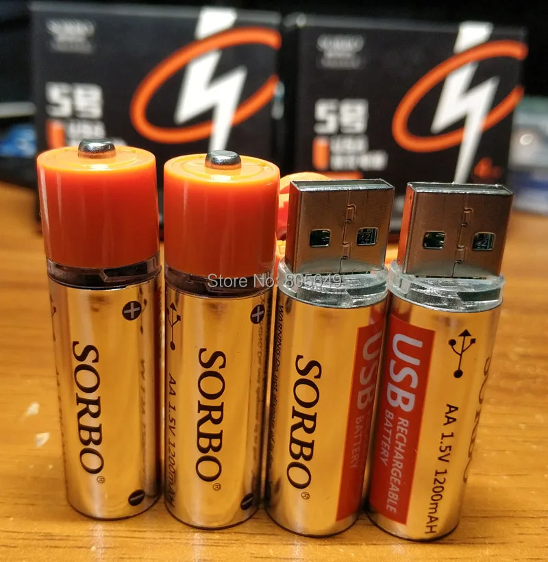 Новинка перезаряжаемый литий ионный USB кабель SORBO 1 5 в AA 1200 мАч|Перезаряжаемые