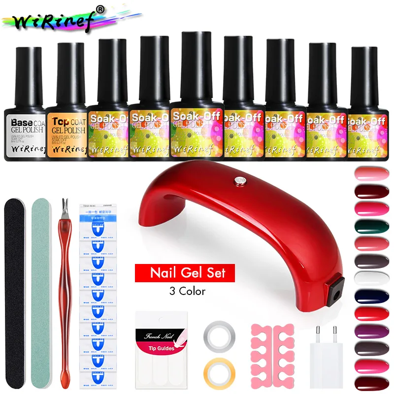 

WiRinef Manicure Set 9W Dryer Nail Lamps Set UV Gel Nail Polish Set Primer Top Coat Gel Lacquer Nails Art Tools Kit 25pcs
