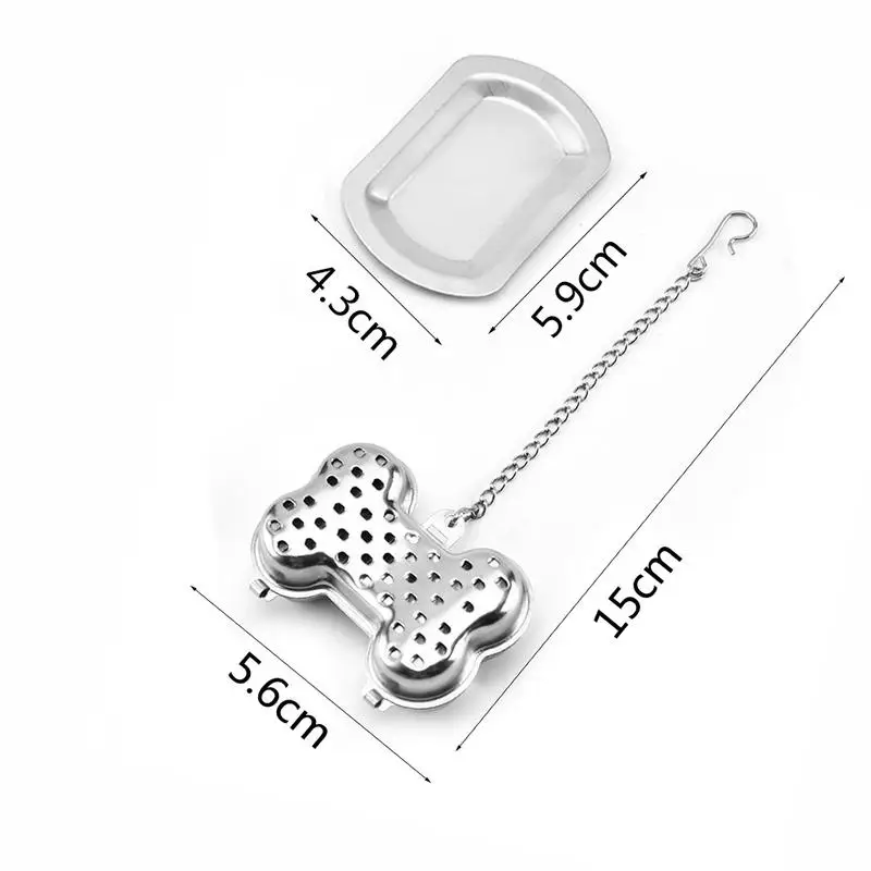 Чайный фильтр из нержавеющей стали ситечко в форме кости с цепочкой ложка шарик