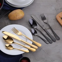 gold dinnerware set stainless steel cutlery set 4 pieces black knife fork set tableware gold silver cutleries western food set