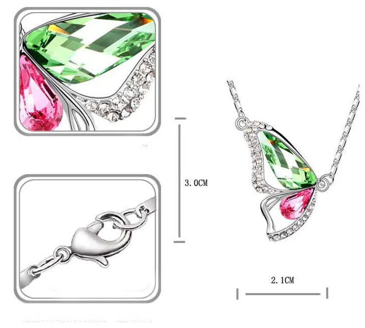 

Top Quality Butterfly Wing Crystal Necklace Charm Women Accessories Exquisite Necklace Fashion Jewelry