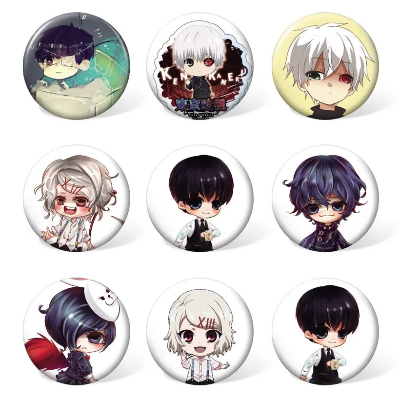 

9 pcs/lot Anime Tokyo Ghoul Badges Toys Brooch Model Pins for gifts Size 58MM