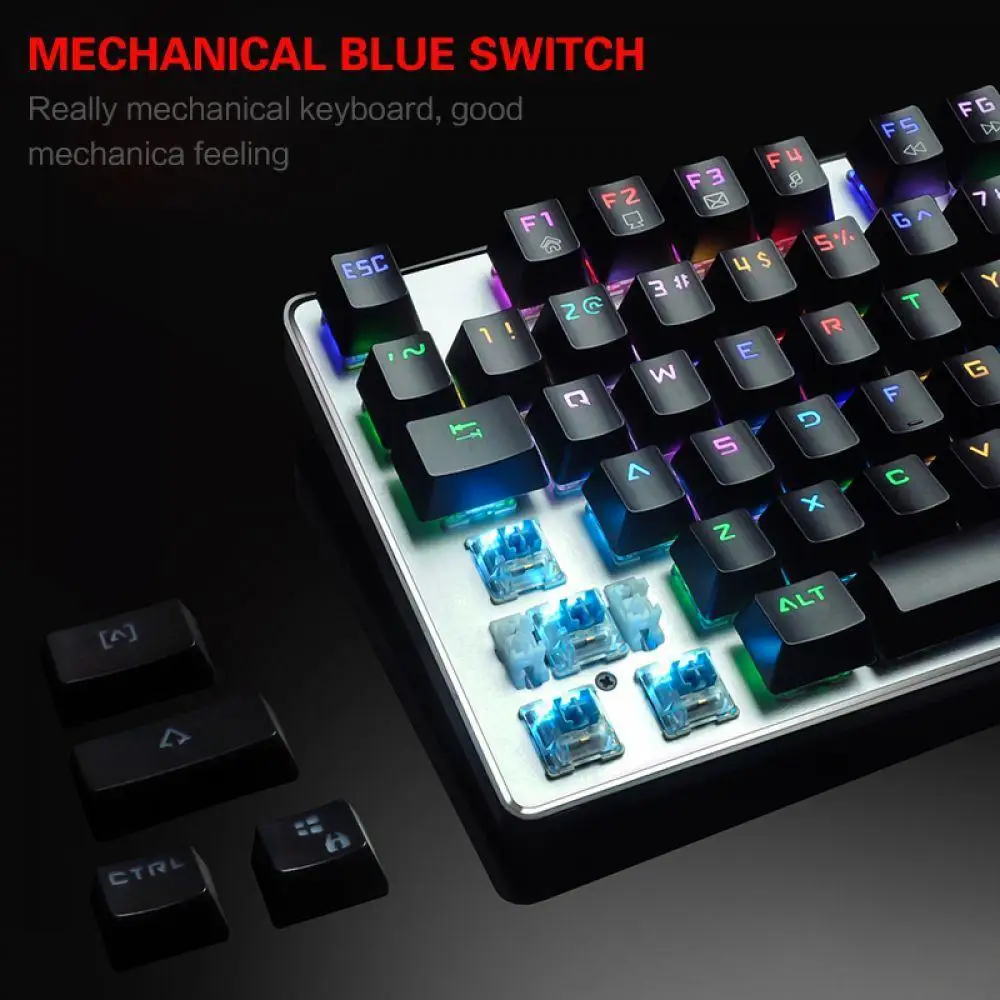 Игры Механическая клавиатура 87 клавиши Настоящее RGB синий переключатель