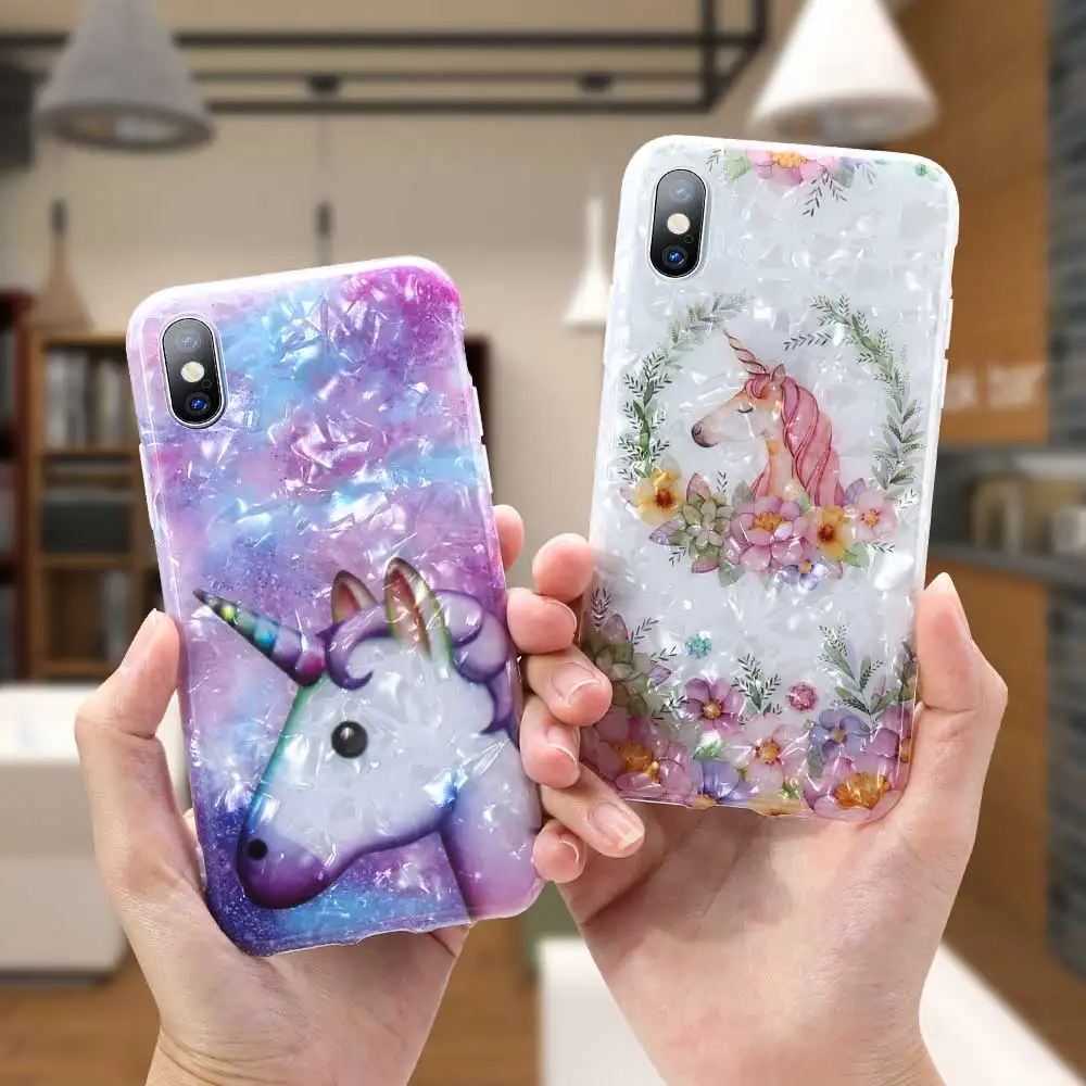 KISSCASE модные милые чехлы для телефонов с единорогом iPhone 7 X XS Max XR мягкая цветная