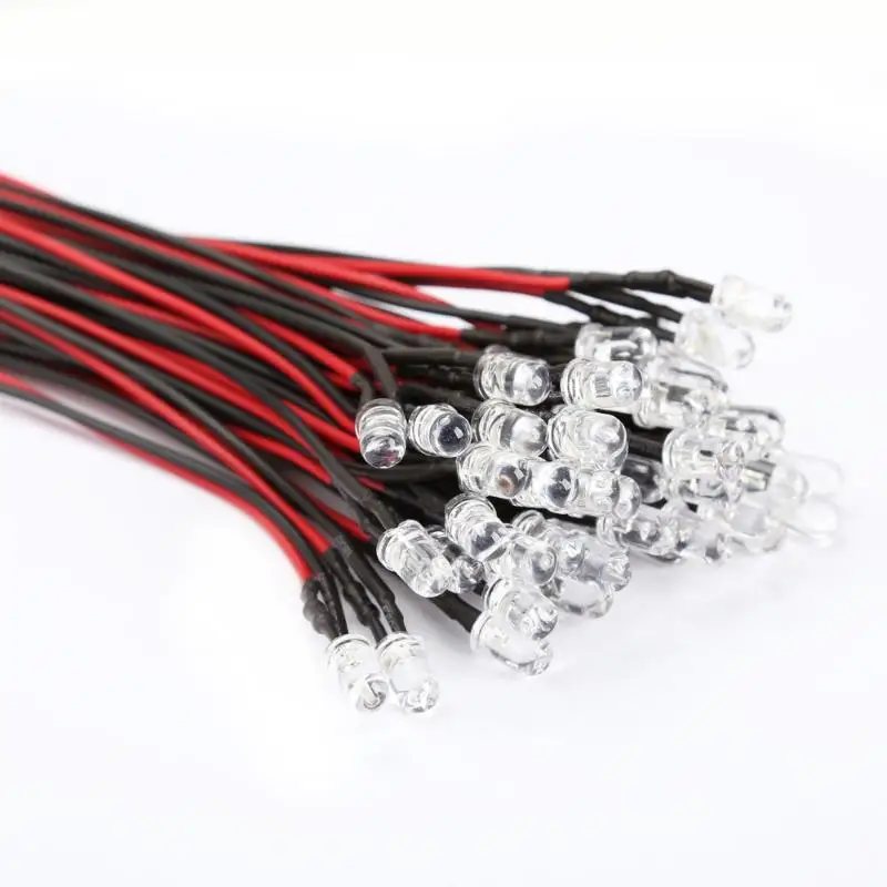50pcs/set DC 12V 5mm Vehicle Car LED Long Bright Lamp Bulbs with Wire Automobiles Decorative Light Signal Strip Lights | Автомобили и