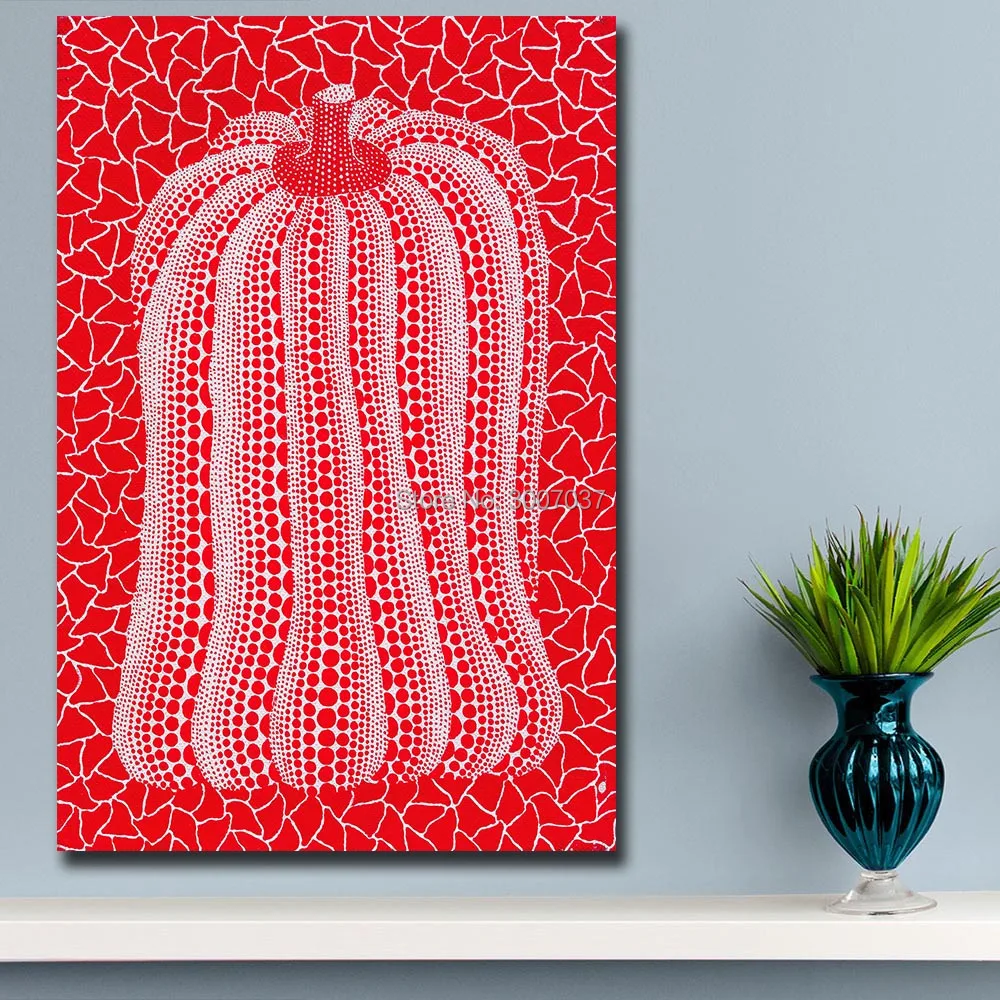 Домашний декор холст настенная живопись yayoi_kusama красная тыква 100% ручная роспись