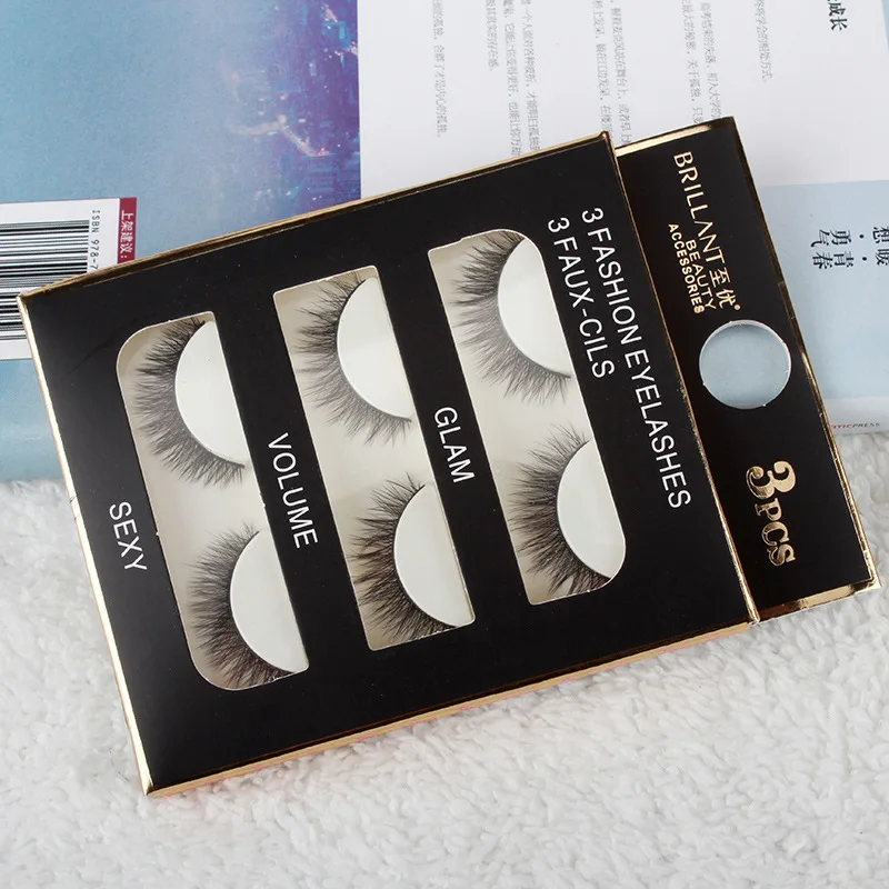 Японские ручные 3d короткие Накладные ресницы 3 шт. натуральные толстые