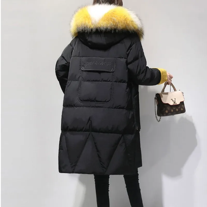 

Fur Collar Quilted Jacket Women Winter Coats Long Plus Size Loose Overcoat Hooded Parka Female Cotton Solid Warm Outwear Okd712