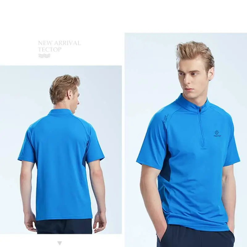 Уличные спортивные летние быстросохнущие мужские футболки 1/4 с воротником на