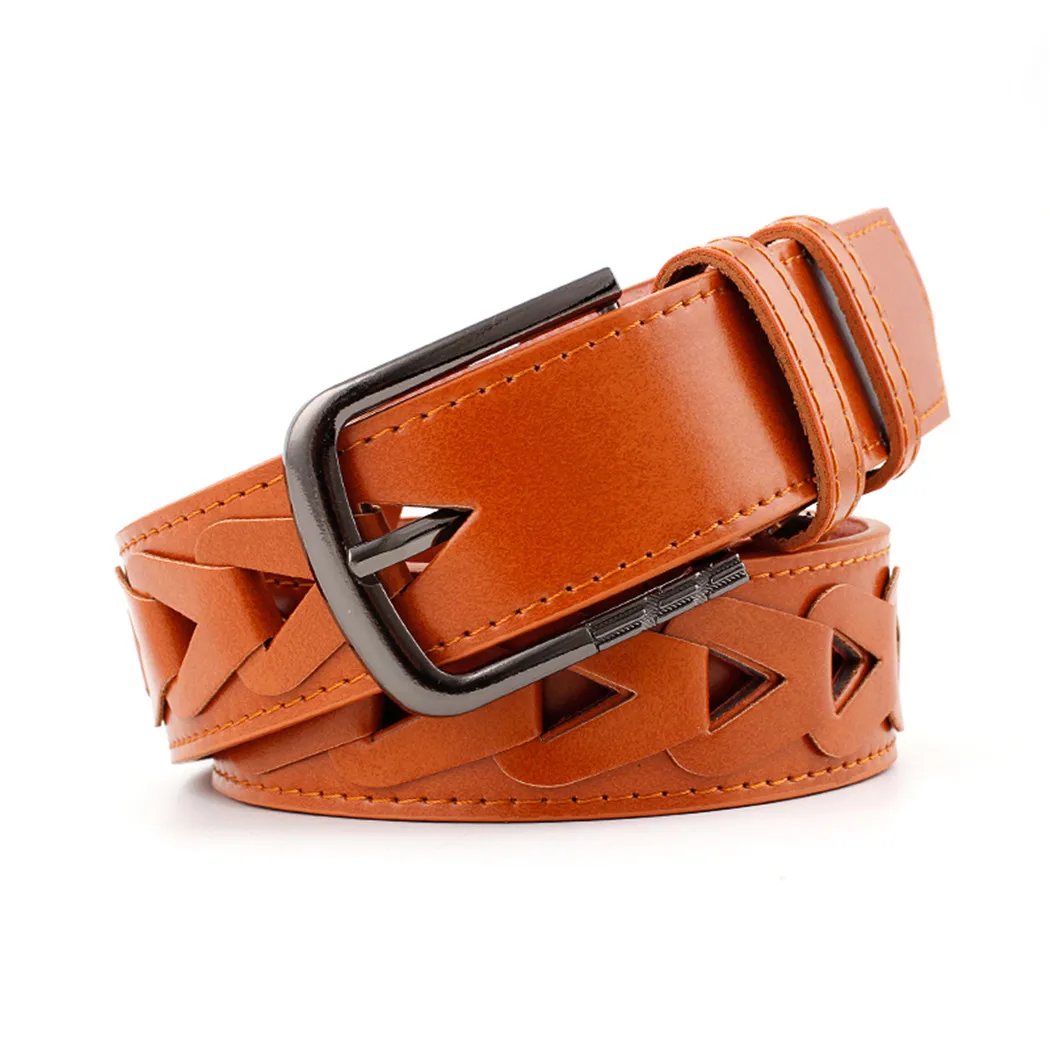 New Fashion Wide Genuine Leather Belt Women Without Drilling Luxury Hollow Out Jeans Belts Female Quality Cinturon Mujer | Аксессуары