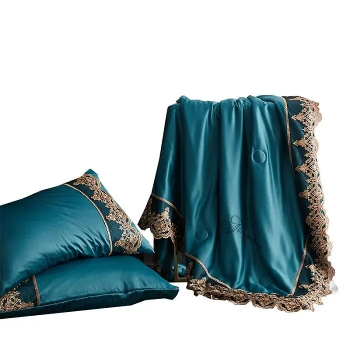 2019 DeMissir Luxury Tencel Baroque Style Summer Cool Quilt European Lace Edged Wash Air Conditioner Thin Comforter as Blanket | Дом и сад