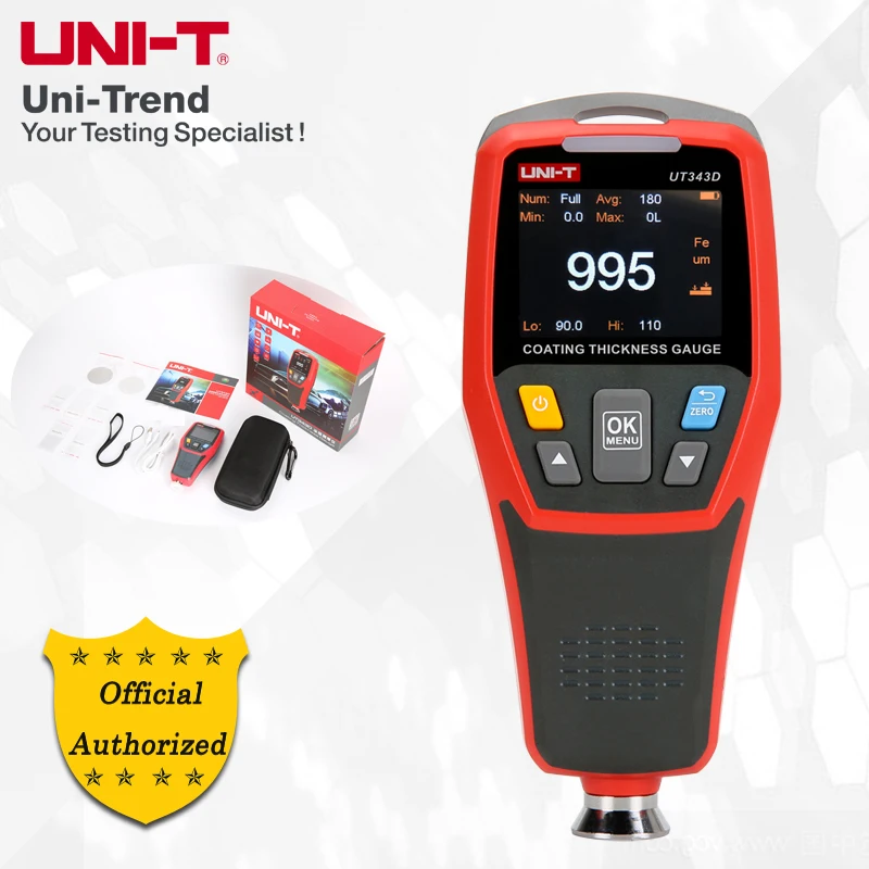 

UNI-T UT343D Coating Thickness Gauge; iron matrix (FE), non-ferrous matrix (NFE) measurement composite coating thickness gauge