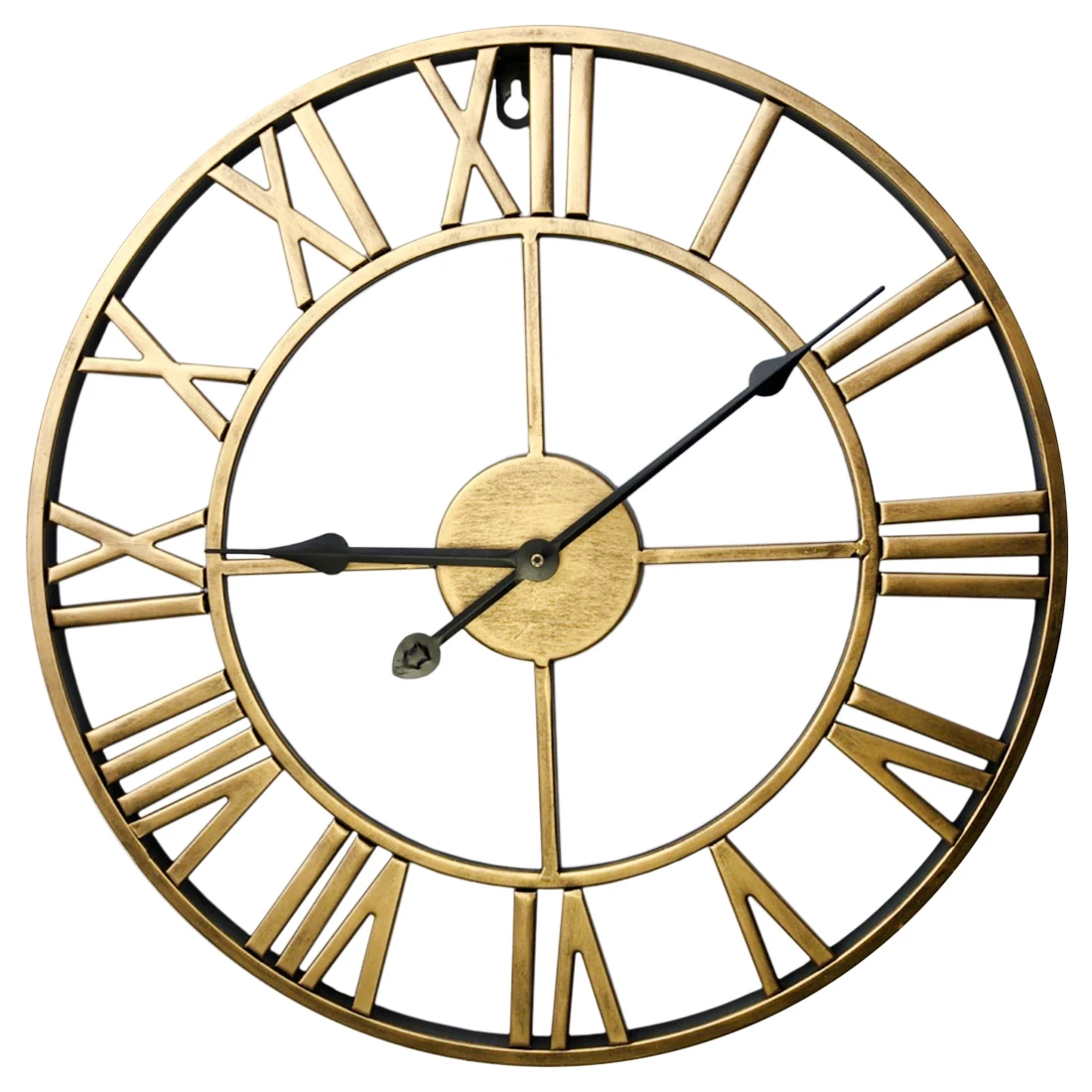 

60cm Creative Wall Clock Retro Iron Roman Numerals Mute Wall Clock Battery Operated Round Wall Clock For Living Room Decor