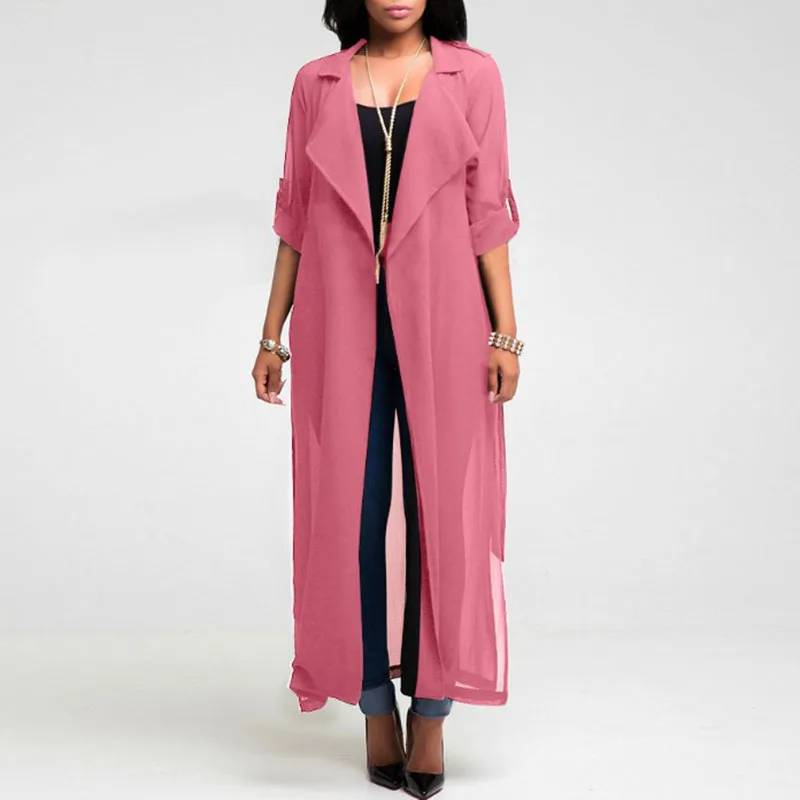 Модный женский Летний шифоновый длинный кардиган Солнцезащитный Макси платье