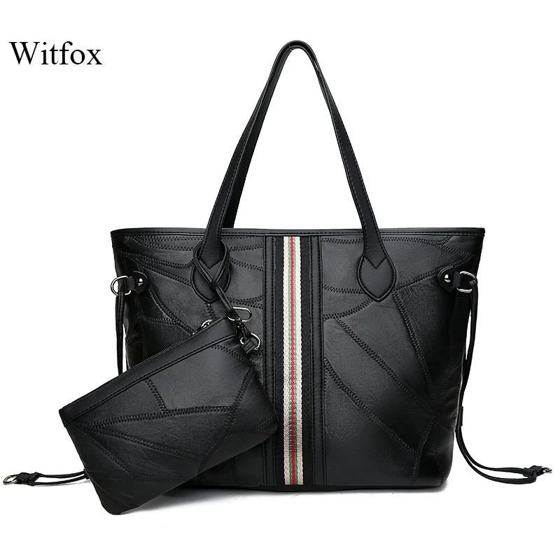WITFOX/женские сумки Наплечные из натуральной овечьей кожи большой емкости с