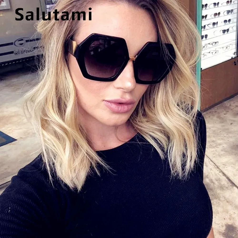 Женские солнцезащитные очки Polygon черные с шестигранной головкой в винтажном