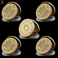 5pcs ancient mexican mayan culture prediction calendar gold plated religion souvenirs copy coins collectibles and gifts