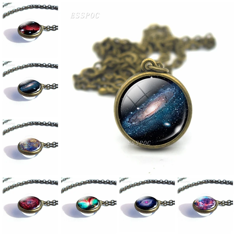 

Nebula Galaxy Double Sided Glass Ball Pendant Necklace Universe Starry Sky Women Girls Jewelry Gift Handmade Time Gem