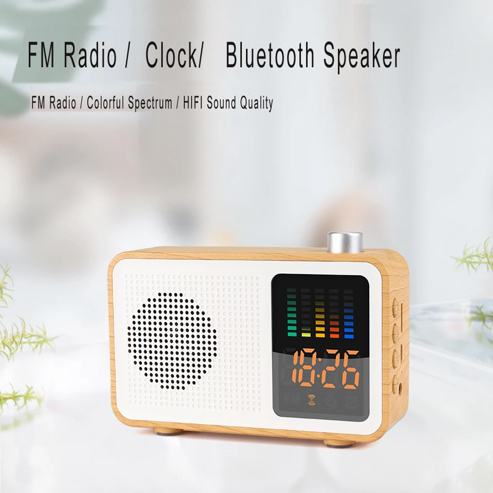 Ретро деревянный Bluetooth fm-радио динамик HIFI беспроводной громкоговоритель 3D