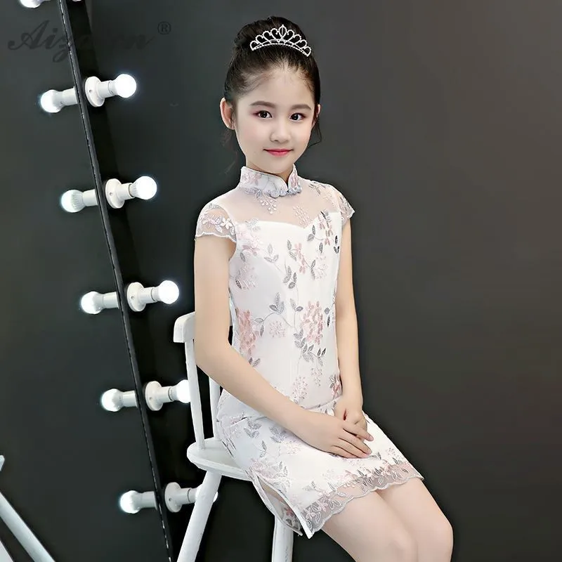 Модное детское короткое платье чонсам современное принцессы детские платья Qipao