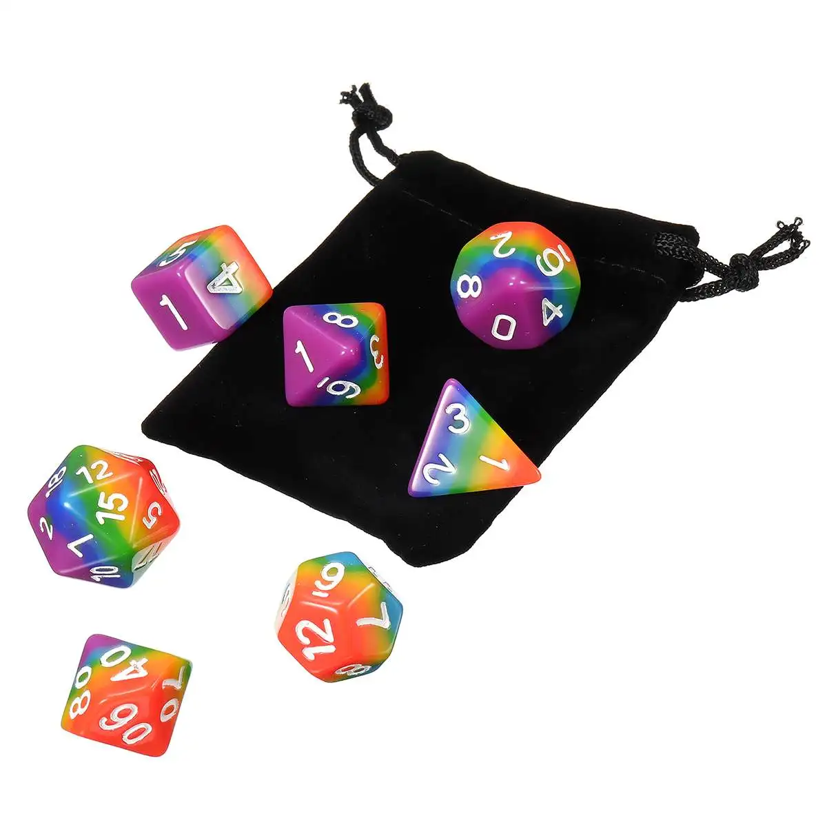 7 шт d & набор D4 D6 D8 D10 % D12 D20 радужные многогранные кости Rpg кубик для настольной игры