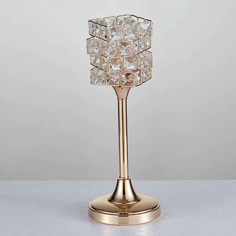 New Peculiar Metal Golden Finish Candle Holder With Crystals Wedding Candelabra Centerpiece Home Decoration Candlesticks | Дом и сад