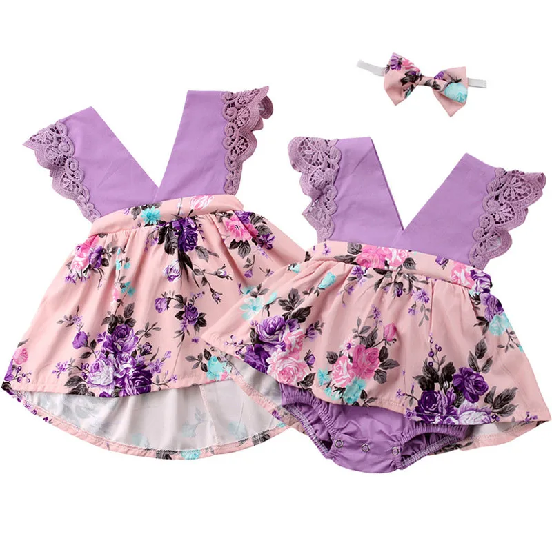 

Infant Kid Baby Girl Sister Matching Floral Jumpsuit Romper Dress Outfit Clothes Toddler Girl Clothes Sisters Clothes Sleeveless