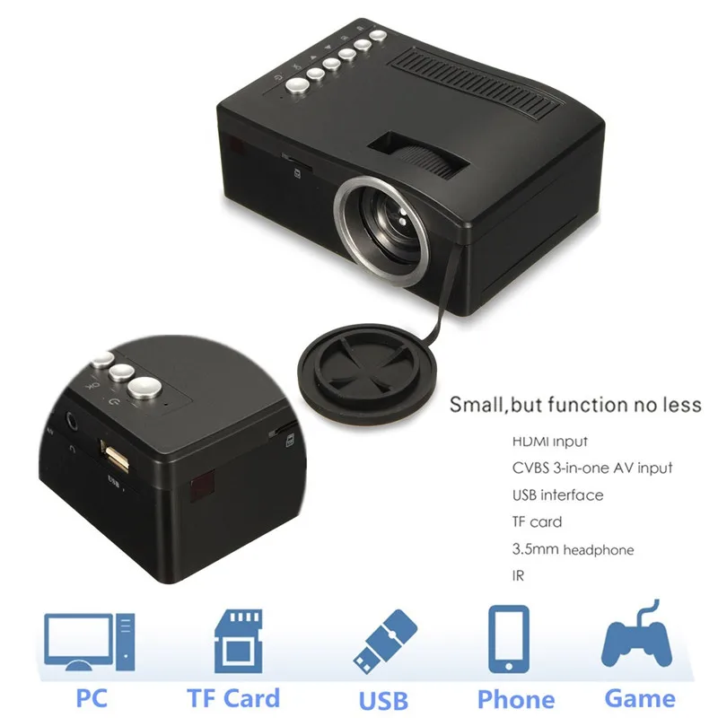 UC18 светодиодный проектор Full HD 1080P для домашнего кинотеатра дешевый с HDMI AV SD VGA |