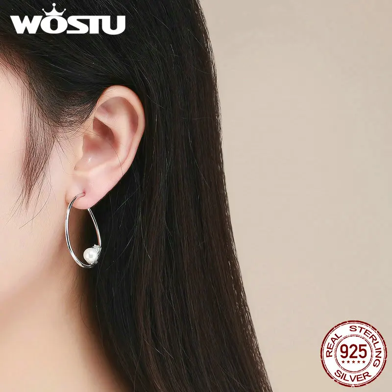 Женские серьги кольца WOSTU из серебра 925 пробы с нимбом|Серьги| |