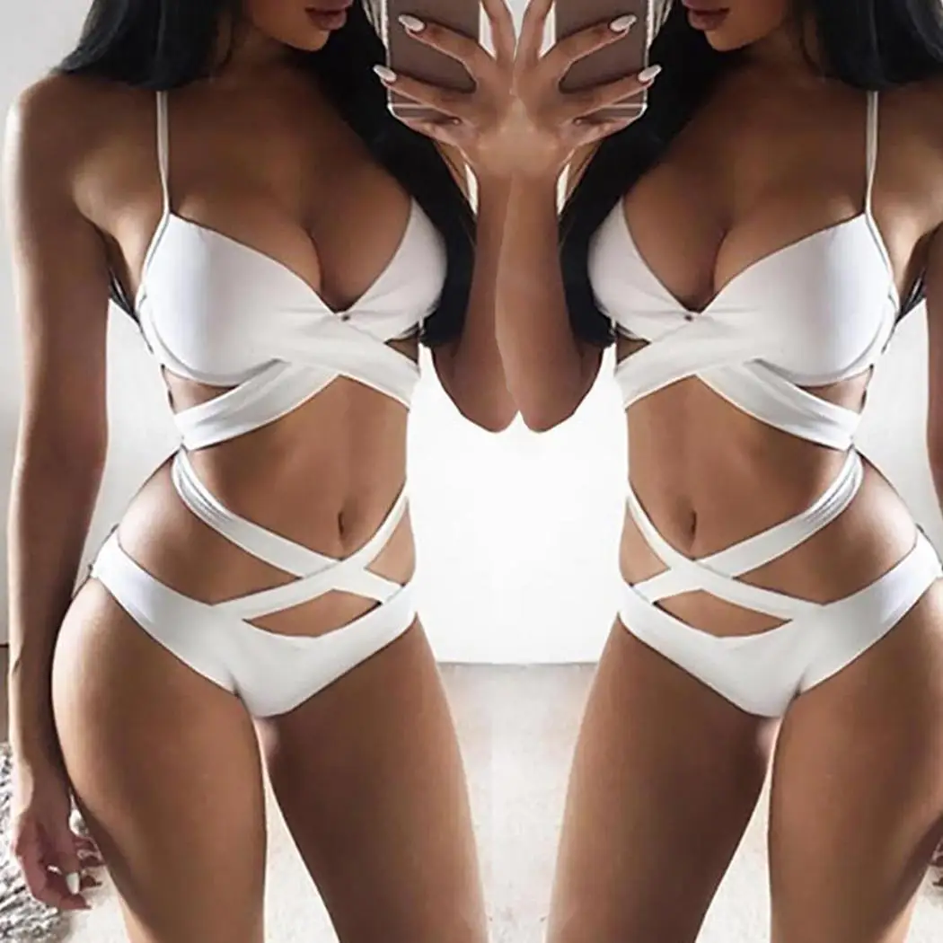 Женский Повседневный сплошной купальник с открытой спиной цельный купальный