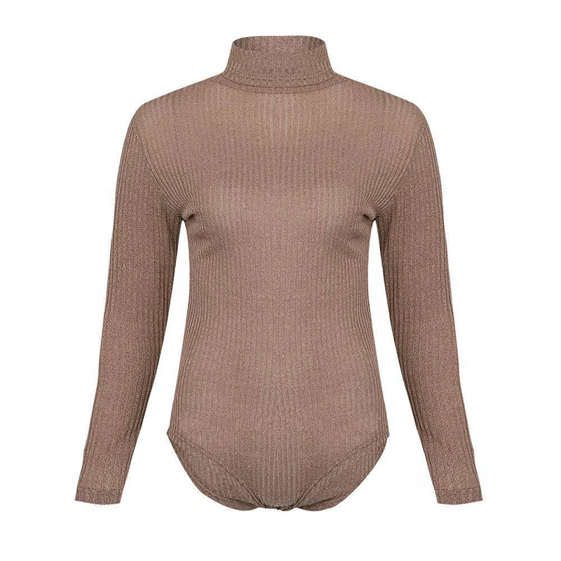 Женский облегающий комбидресс трикотажный боди цвета хаки серого зеленого