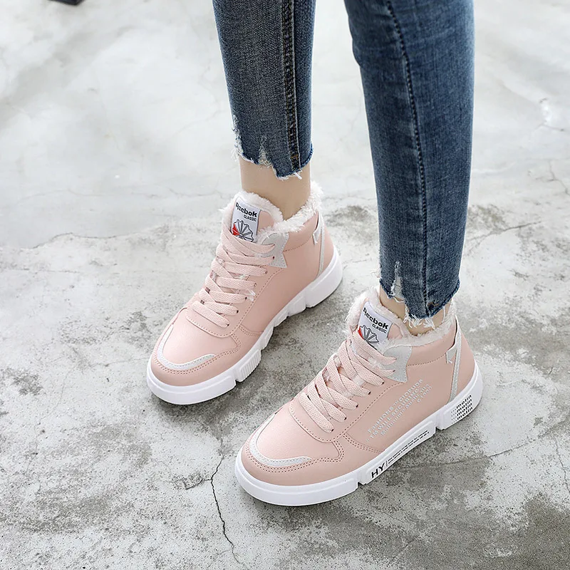 2019 г. Новые маленькие розовые туфли на толстой подошве бархатные теплые женские