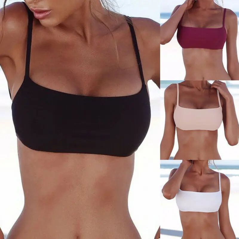 

Dropship New Unpadded Bikini Top Sexy Pure Color Swimwear Women Bathing Suit Women Swimming Top Monokini Crop Top New Only Top