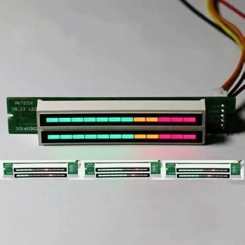 Dual 12 music Level indicator LED spectrum VU Meter Amplifier lamps Light Speed Adjustable Board  for mp3 dc 7-12v