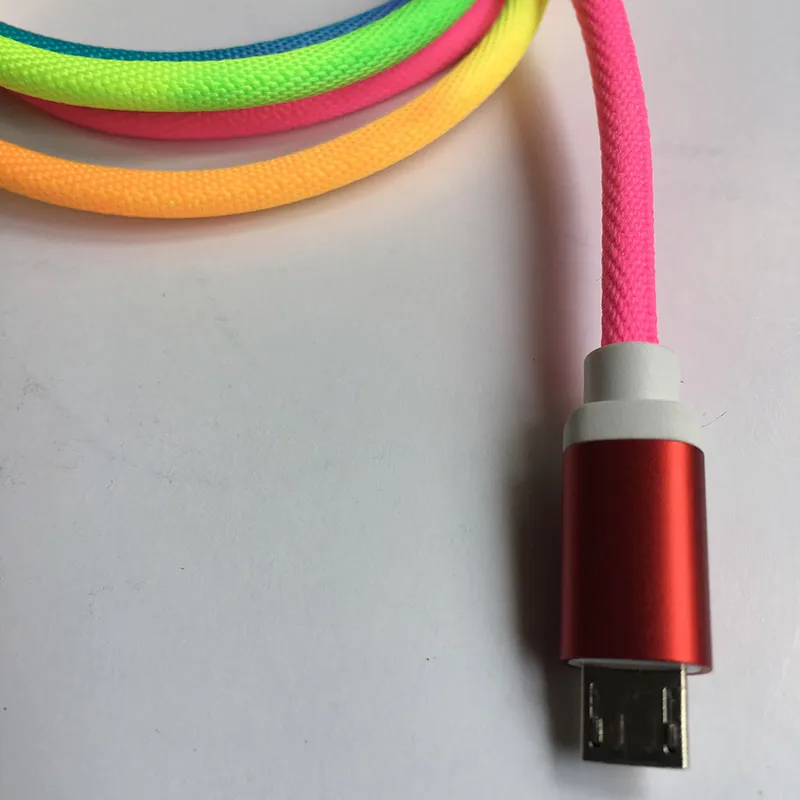 KKREFF 1 м Радужный тканевый плетеный провод Micro USB кабель для Nokia Xiaomi Redmi Note 5 Pro Honor 8