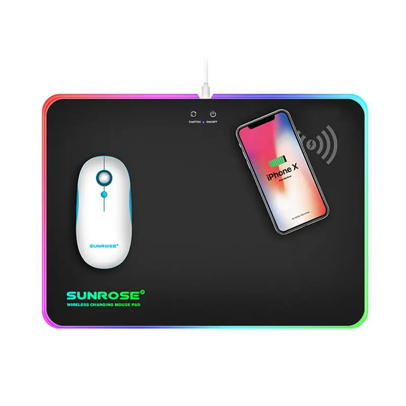 Креативный Беспроводной коврик для быстрой зарядки мыши с RGB подсветкой