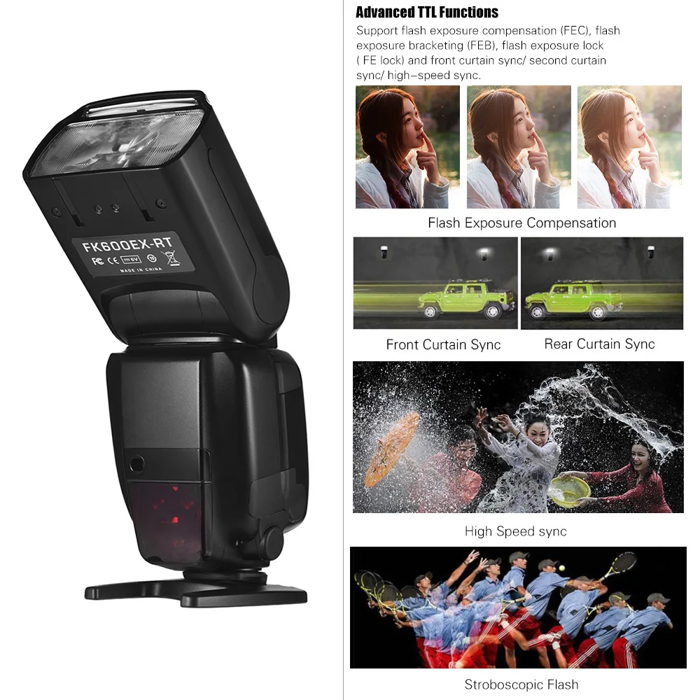 FK600EX RT GN60 E TTL для камер Canon EOS Вспышка Speedlite 2 4G Беспроводная радиоуправляемая