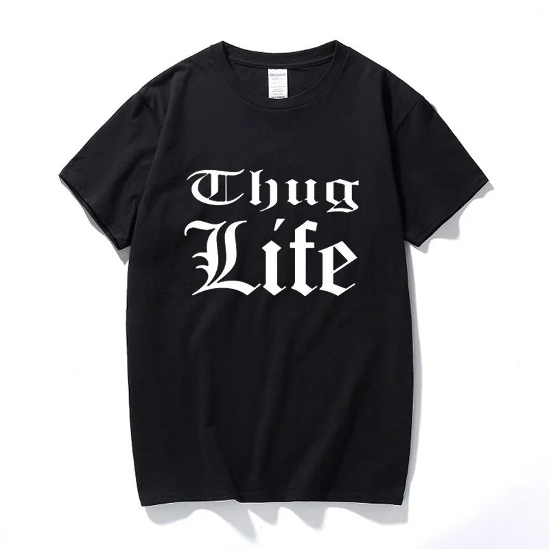 Лето 2018 г. Thug Life печатных футболки для мужчин короткий рукав хип хоп Тупак 2PAC рэп